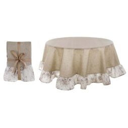 Tovaglia cerata tonda fiori con gala 13 cm - Blanc Mariclò F