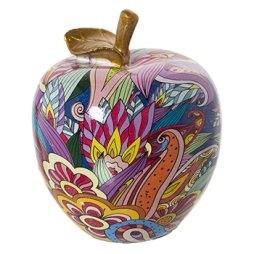 Figura di mela in resina Graffiti multicolore