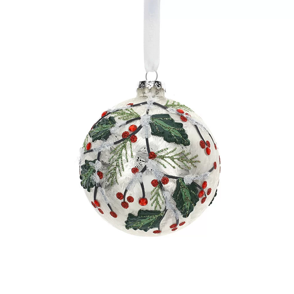 Sfera in Vetro Soffiato Bianca e Argento – Hervit Hervit Creations Sfera in Vetro Soffiato Bianca e Argento - Hervit