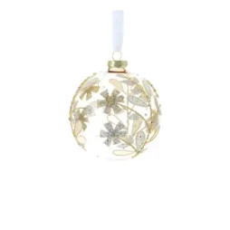 Sfera vetro soffiato ambra con fiori oro - Hervit - Essenza Candle