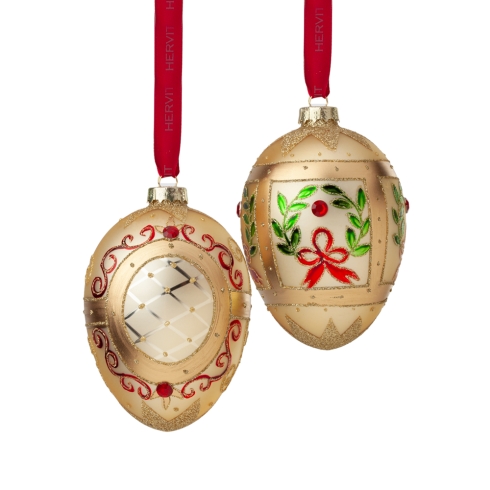 Box 2 Uova in Vetro Soffiato Oro - Hervit