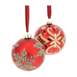 Box 2 Sfere in Vetro Soffiato Rosse - Hervit