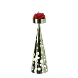 Portacandela Cono Metallo Oro + candela rossa - Hervit