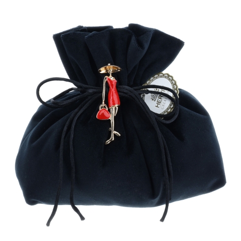 Sacchetto Velluto Nero – Mademoiselle Rossa – Hervit Hervit Creations Sacchetto Velluto Nero - Mademoiselle Rossa - Hervit