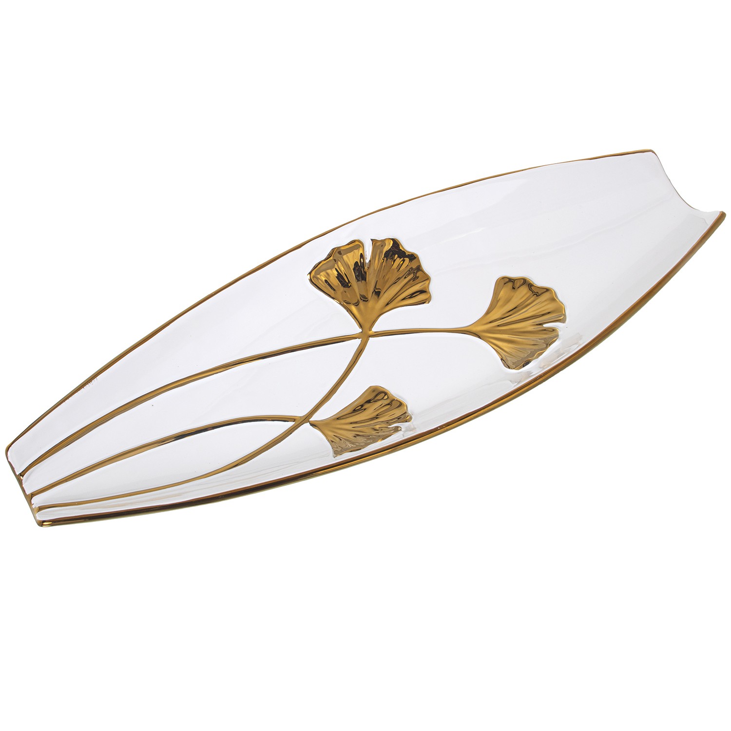 Centrotavola in Ceramica – Bianco con fiori dorati Centro Tavola Centrotavola in Ceramica - Bianco con fiori dorati