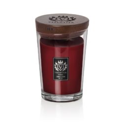 La candela profumata rossa "Cinnamon Bliss - Candela Grande - Vellutier" è elegantemente custodita in un barattolo di vetro trasparente con coperchio in legno, che offre una fuga aromatica nel calore e nelle spezie.