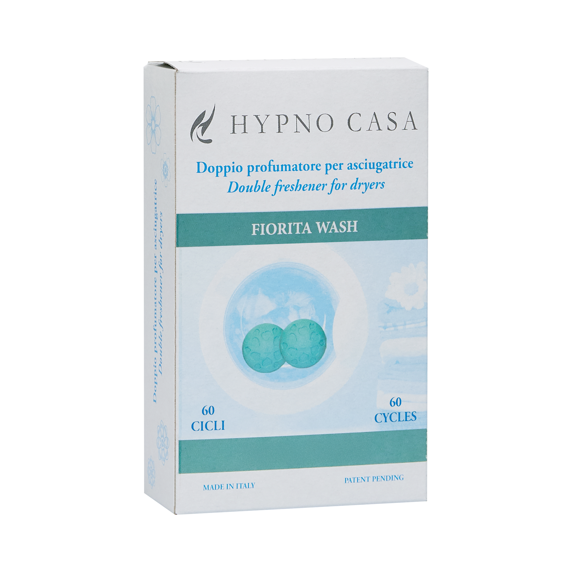 Doppio profumatore per asciugatrice – Fiorita wash Doppio profumatore per asciugatrice Una confezione di Doppio profumatore per asciugatrice - Fiorita wash comprende due palline rinfrescanti, dura fino a 60 cicli e presenta una confezione in italiano e in inglese.