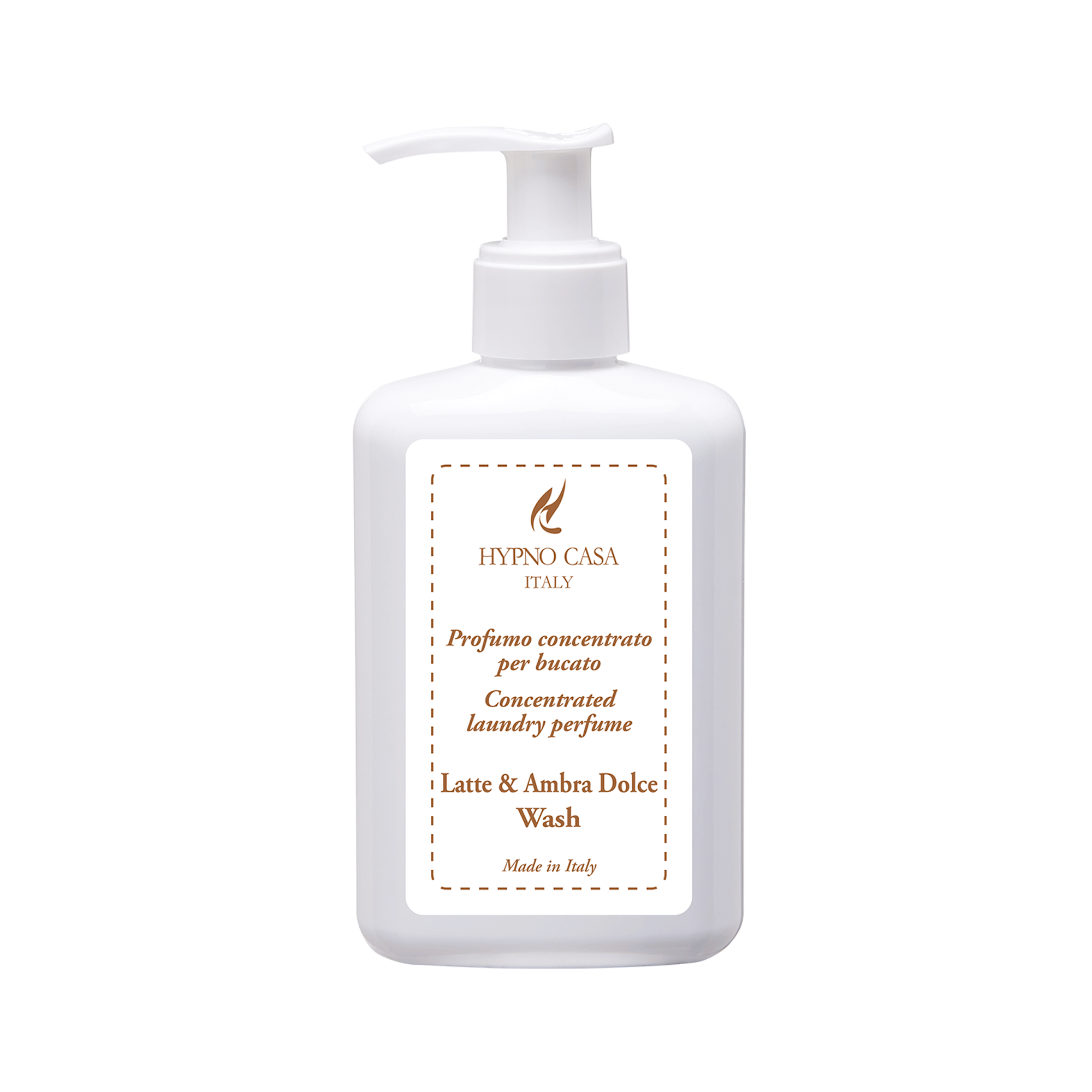 Latte & Ambra Dolce – Profuma Bucato Hypno Casa – 200 ml 100 Punti Il Profuma Bucato Hypno Casa da 200 ml nella fragranza Latte & Ambra Dolce è contenuto in un flacone bianco con dosatore, con le scritte "HYPNO CASA ITALY", "Made in Italy" e "Wash" sull'etichetta, e rappresenta un profumo concentrato italiano per il bucato.